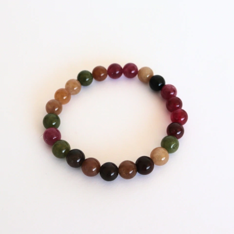 Pulseira Ajustável em Pedra 100% Natural Turmalina Rosa