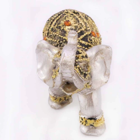 Elefante ouro velho com strass laranja