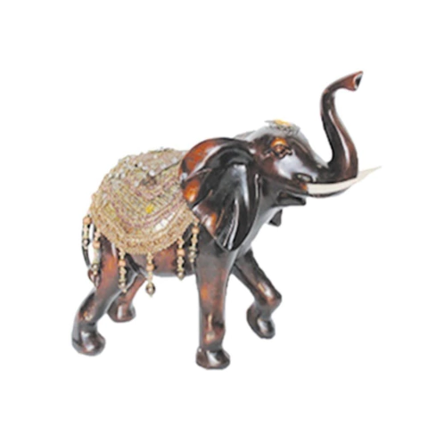 Elefante Marrom com manto dourado