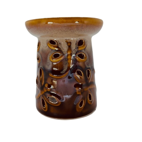 Rechô Aromatizador Borboletas em Cerâmica - Terra e Bege