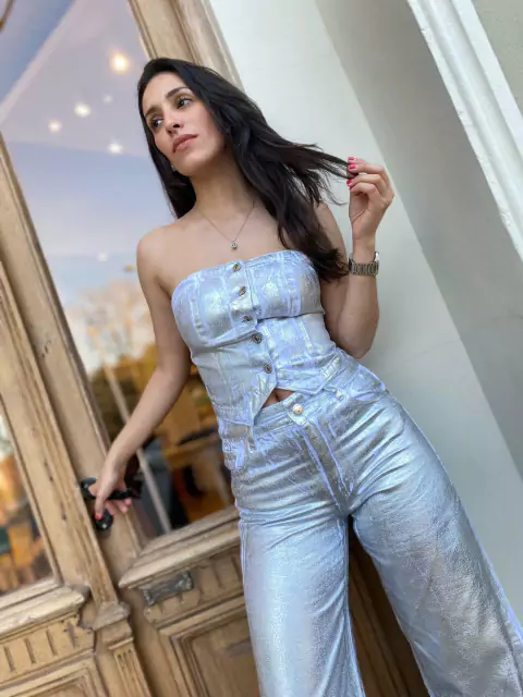 Pantalon Wide Sasha Silver