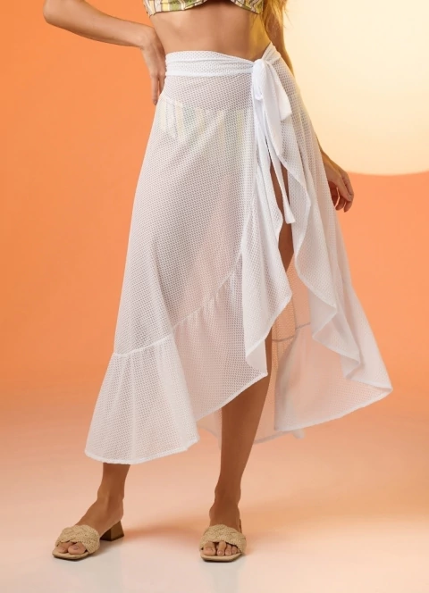 SAÍDA DE PRAIA SAIA COM BABADO BRANCA