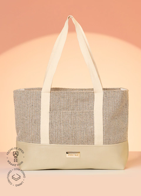 BOLSA DE PRAIA COM ZÍPER E BOLSOS