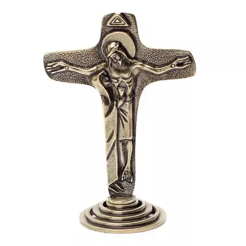 Crucifixo de Mesa ouro velho em metal 8cm - comprar online