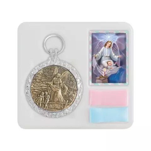 Medalhão de Berço Anjo Protetor - Niquel com ouro velho - comprar online