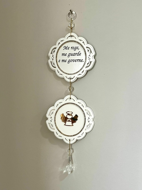 Placa Quadro duplo - Anjo da guarda com acrílico espelhado
