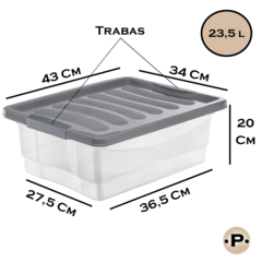Organizador transparente 23,5 Litros - Prego Hogar