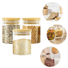 Frasco vidrio tapa madera 650ml - Prego Hogar