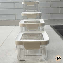 Frasco acrílico blanco 1300ml hermético - Prego Hogar