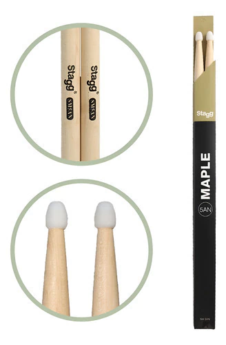 Palillos Stagg Sm5an De Palos Bateria Maple 5a Punta Nylon