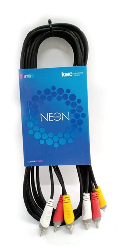Cable A/v 3 Rca Kwc Neon 3 Mts Mod 9024