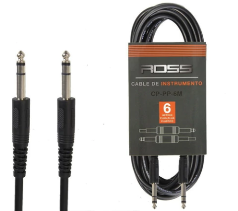 Cable Plug Ross Cp-pp-6m Negro 6m Para Guitarra Y Bajo