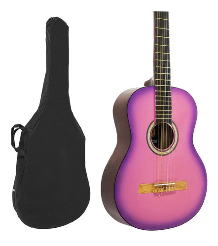 Guitarra Criolla Clasica De Estudio Rosa + Funda De Regalo