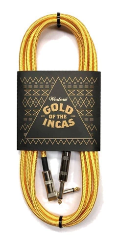 Cable Instrumentos Plug Western 3mts Recto Angulado Textil Color Amarillo