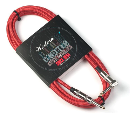 Cable Instrumento Plug Western 6m Angulado Tela Rojo