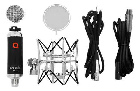 Microfono Condenser Artesia Amc-20 Con Soporte Araña Y Cable