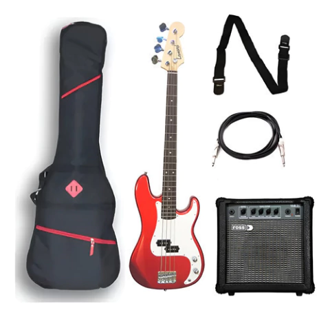 Bajo Leonard Precision Rojo + Amplificador Funda Cable