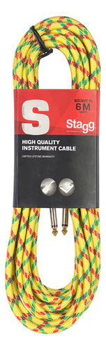 Cable Stagg Plug A Plug Mallado De Tela Amarillo - 6 Metros