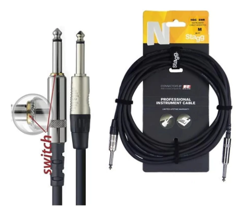 Cable Guitarra Bajo Profesional 6m Plug A Plug Con Swich