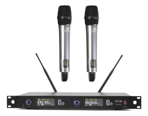 Sistema Inalámbrico Doble Microfono Mano Ross Fu-630 Rack