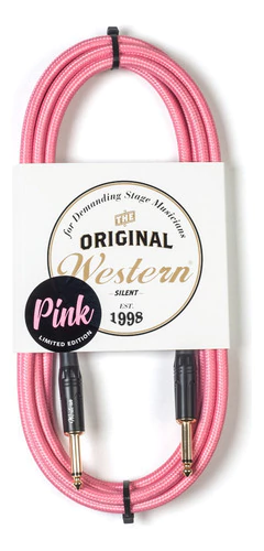 Cable Plug Instrumento Western 6m Tela Rosa Ficha Dorada
