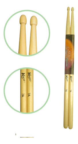 Palillos De Bateria Krest 7a Maple Punta Madera K7a