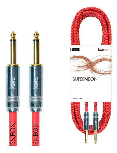 Cable Guitarra Kwc Super Neon Plug Plug Gold 6 Mts Mallado