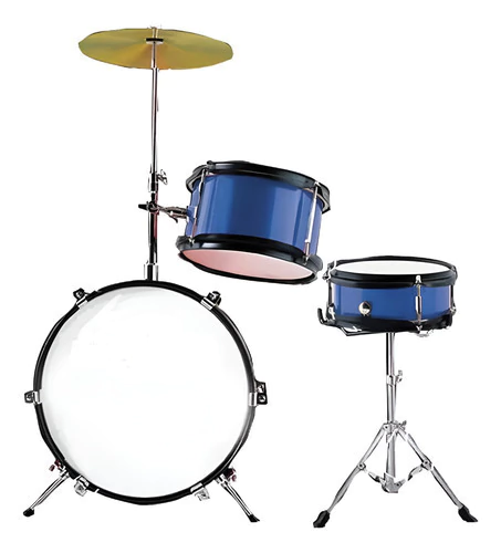 Bateria Infantil 3 Cuerpos Niños Azul Con Pedal Envío