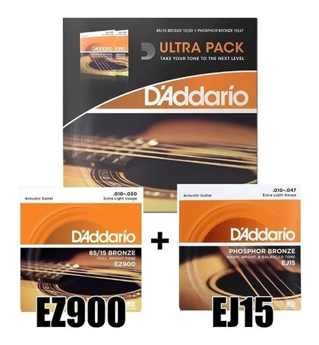 2 Encordados 010 De Acustica Daddario Ultra Pack Ez900 Ej15