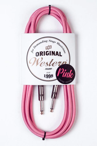 Cable Plug Plug Guitarra Bajo Western 6mts Recto Tela Rosa
