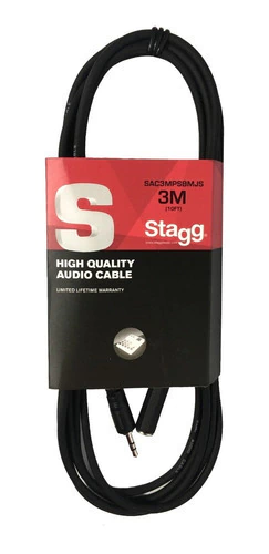 Cable Stagg Mini Plug Hembra A Macho Alargue Auriculares 3 M