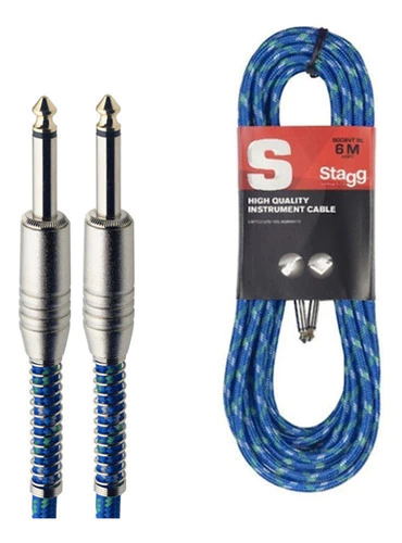 Cable Plug Plug 6m Guitarra Bajo Stagg Sgc6vtbl