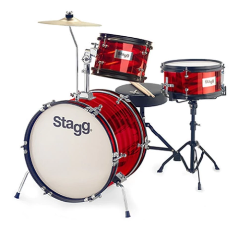 Stagg Bateria Niño 3 Cuerpos Banqueta Fabj316 Rojo