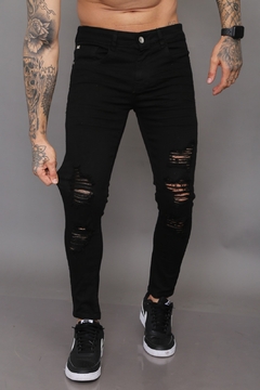 Calça Jeans Skinny Preto Destroyed - comprar online