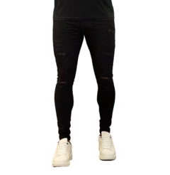 Calça Preta Destroyed City Denim