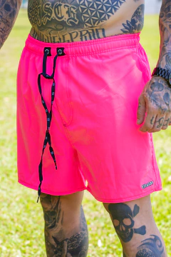 Short Praia Titular Jeans Neon Rosa