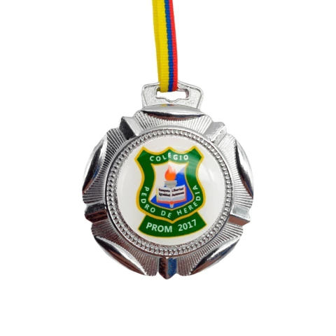 Medalla de premiación Pliegues Plateada Metálica