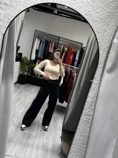 WIDE LEG negro liso - comprar online