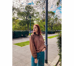 Buzo cuello redondo chocolate - comprar online