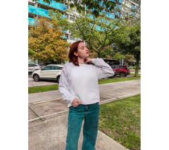 Buzo cuello redondo blanco