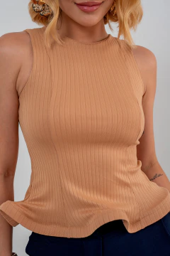 BLUSA PEPLUM MILEGNA-Marrom