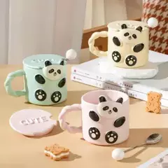 TAZA 3D PANDA CON TAPA Y CUCHARA - comprar online