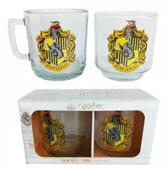 PACK TAZA Y VASO VIDRIO HARRY POTTER HUFFLEPUFF OFICIAL
