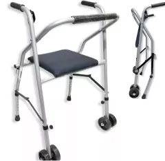 Andador Ortopédico Asiento Rueda Liviano Regulable En Altura - comprar online