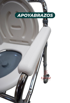 Inodoro Portátil De Acero Cromado Plegable Con Respaldo, Apoyabrazos Y Ruedas - tienda online