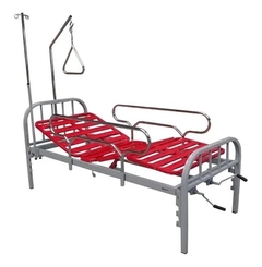 Cama Ortopédica Manual Premium Con Barandas Pintadas, Trapecio Y Portasuero