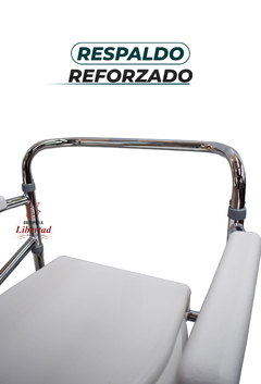 Inodoro Portátil De Acero Cromado Plegable Con Respaldo, Apoyabrazos Y Ruedas
