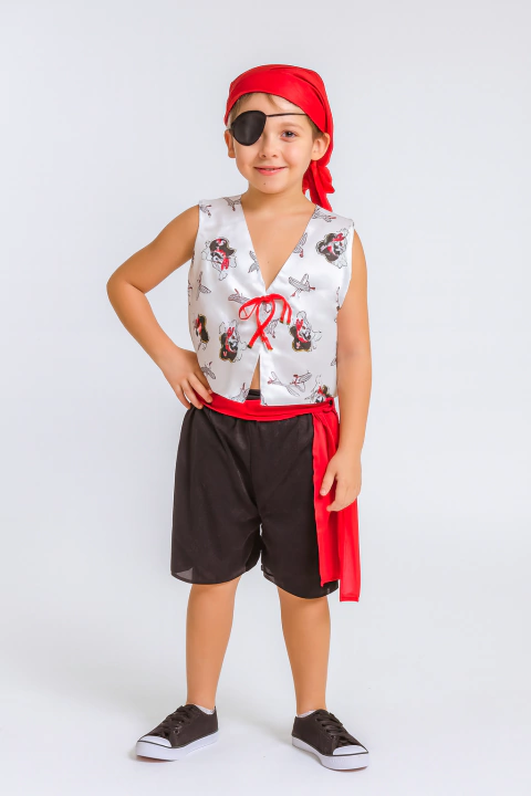 Fantasia Pirata Colete Branco Infantil - comprar online