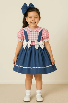 Vestido Junino Azul com Blusa Rosa Xadrez Bia - comprar online