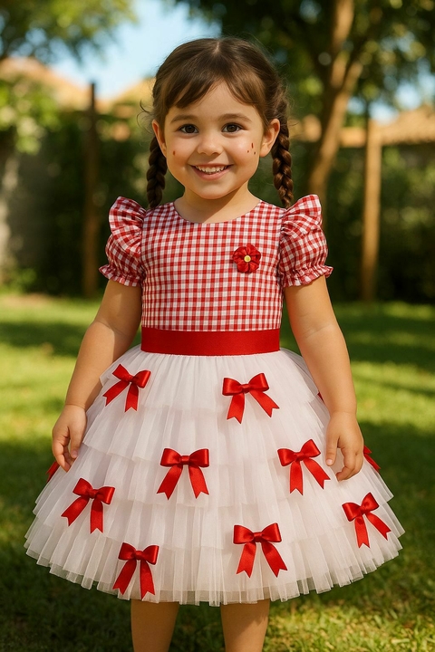 Vestido Junino Xadrez com Branco Sofia - comprar online